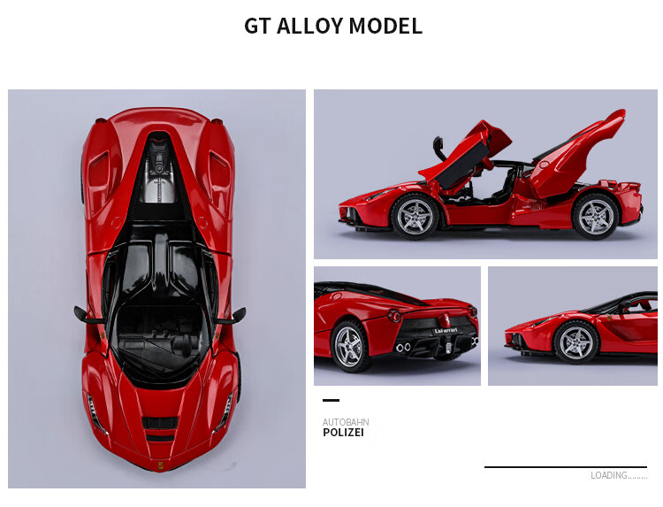 Машинка Anby Families Ferrari GT, металлическая, масштаб 1:32, для детей от 3 до 6 лет, с звуковыми и световыми эффектами, подарочная упаковка