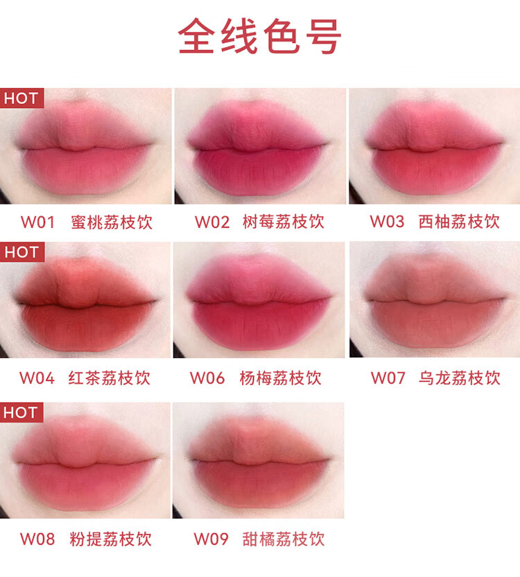 INTO YOU 水雾唇釉雾面哑光唇釉丝绒学生素颜唇蜜不沾杯不掉色持久口红 W06 杨梅荔枝饮