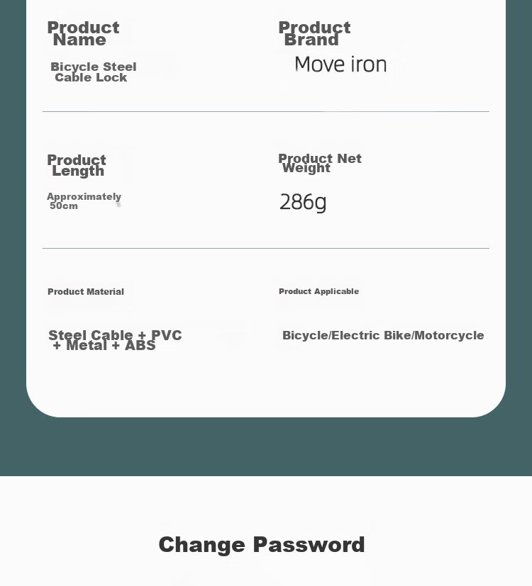 Велосипедный замок Move Iron, пятизначный кодовый замок, портативный замок для шлема, противоугонный стальной трос для горного и электровелосипеда, утолщенный