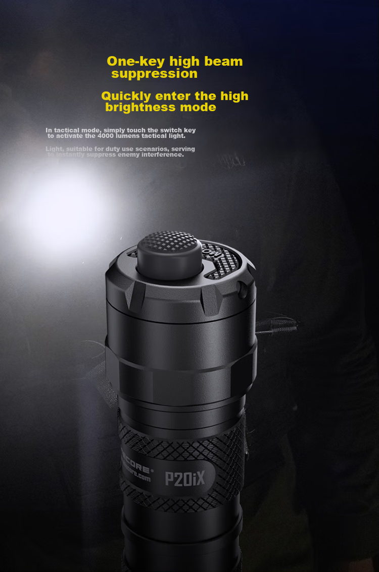 Тактический фонарь NITECORE P20iX с высокой яркостью, самооборона на открытом воздухе, стробоскоп одной кнопкой и стеклобой