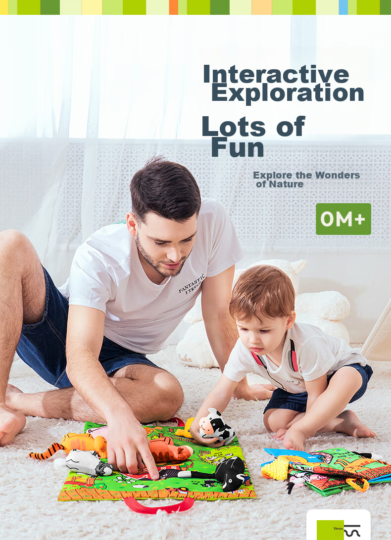 Развивающая 3D книжка-игрушка Jollybaby для малышей от 0 до 1 года, интерактивная, с сенсорными элементами и подвесками, подарочный набор