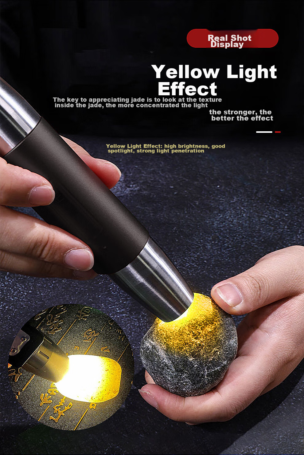 Фонарик MOTIE Jade Flashlight для аутентификации нефрита, мощный УФ-свет для просмотра изделий из нефрита и ювелирных изделий, профессиональный детектор для антиквариата, S72 с четырьмя источниками света 365