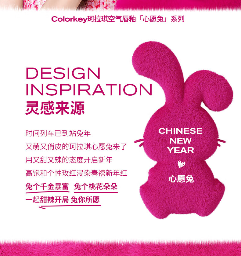 Color Key珂拉琪心愿兔丝绒唇釉R695 唇彩唇蜜口红女新年礼物