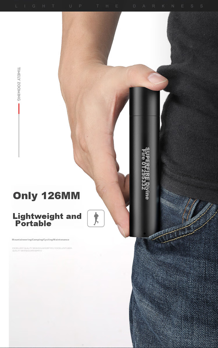 Фонарь SupFire X20-T, светодиодный, портативный, с зумом, водонепроницаемый, черный