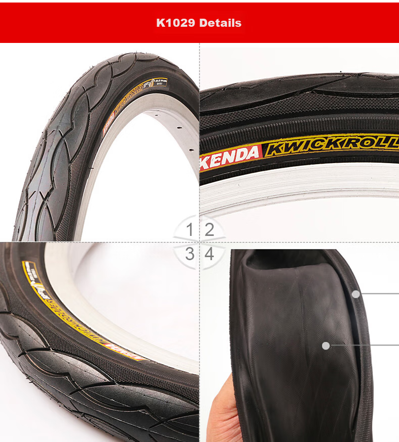 Комплект покрышек и камер Kenda K1029 для велосипеда, 20x1.5, с ниппелем Presta, бутилкаучук, противоскользящие, износостойкие, складные, для города, черные