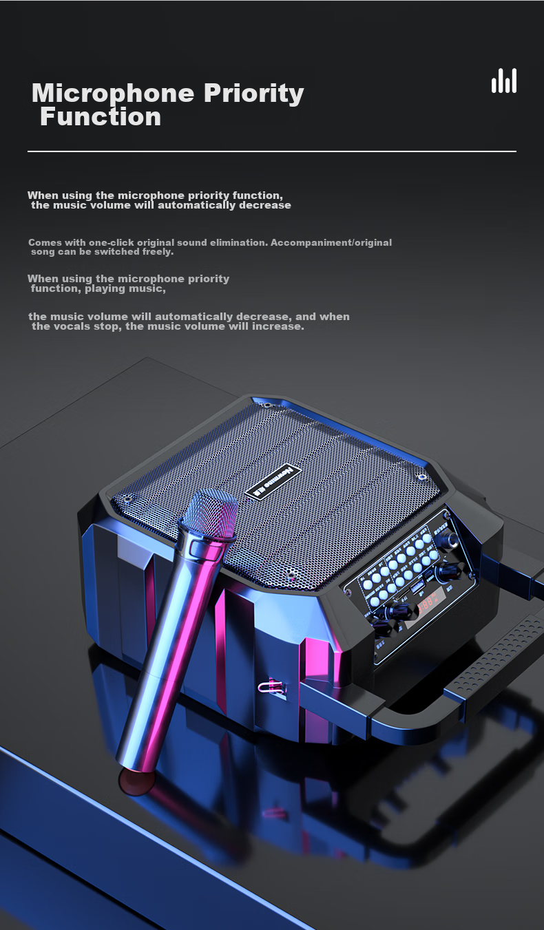 Портативная колонка Newmine K99, беспроводная, Bluetooth 5.0, с микрофоном, 17 Вт, 4000 мАч, 6.5 дюймов, черный