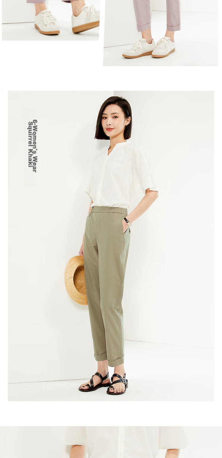 Женские летние брюки Giordano, из 100% хлопка, с эластичным поясом, укороченные, легкие, повседневные, модель 05424354