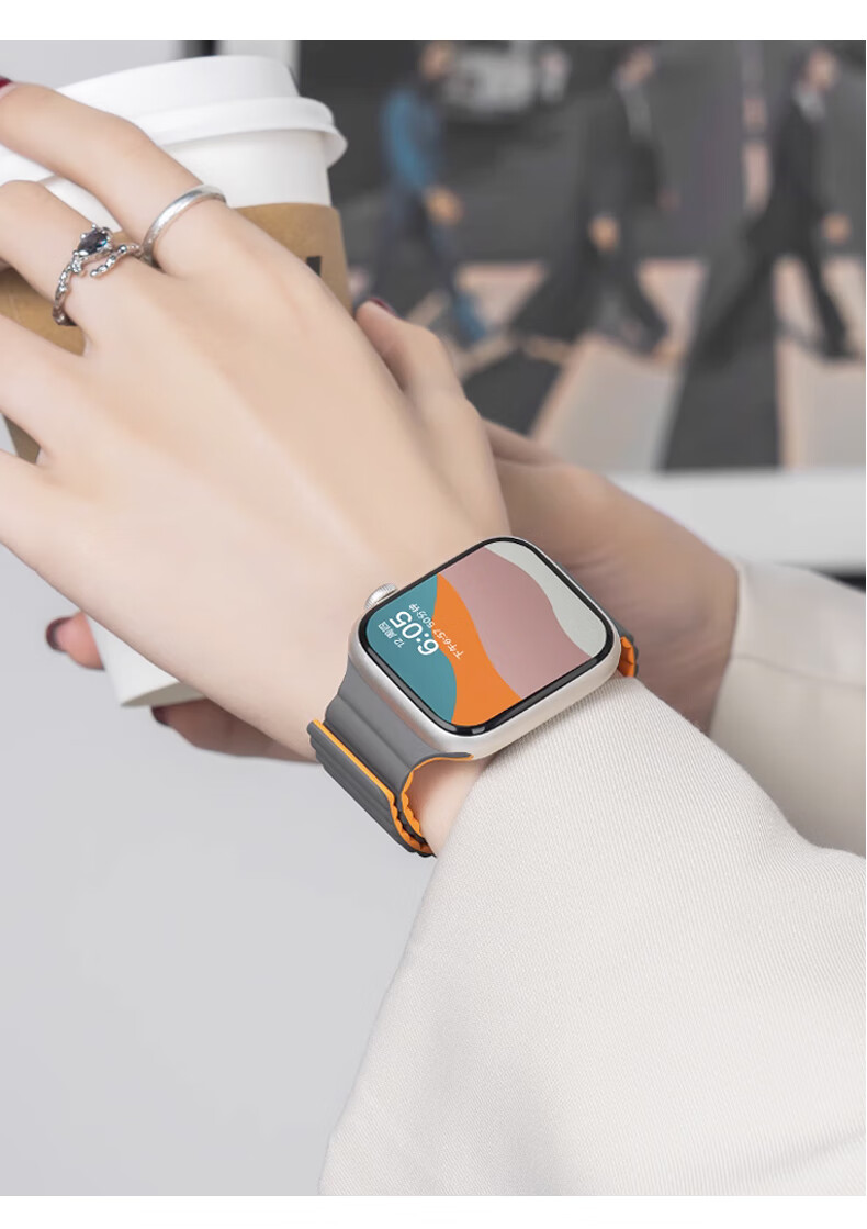 Ремешок Mashi для Apple Watch, силиконовый с магнитной застежкой, для Apple IWatch Ultra 3/S11/10/9/8/7/6/SE3, цвет "Звездное сияние" с синим, 38/40/41/42 мм