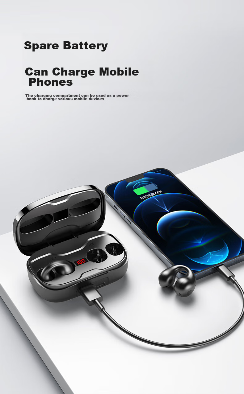 Беспроводные наушники Chuang, костная проводимость, Bluetooth, для спорта, с ультрадлительным аккумулятором, черный