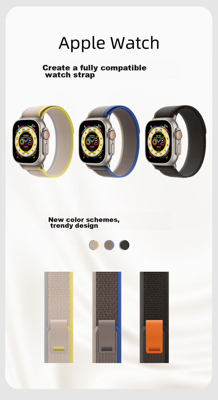 Ремешок MSSM Nylon Trail Loop для Apple Watch S11, Синий с серым