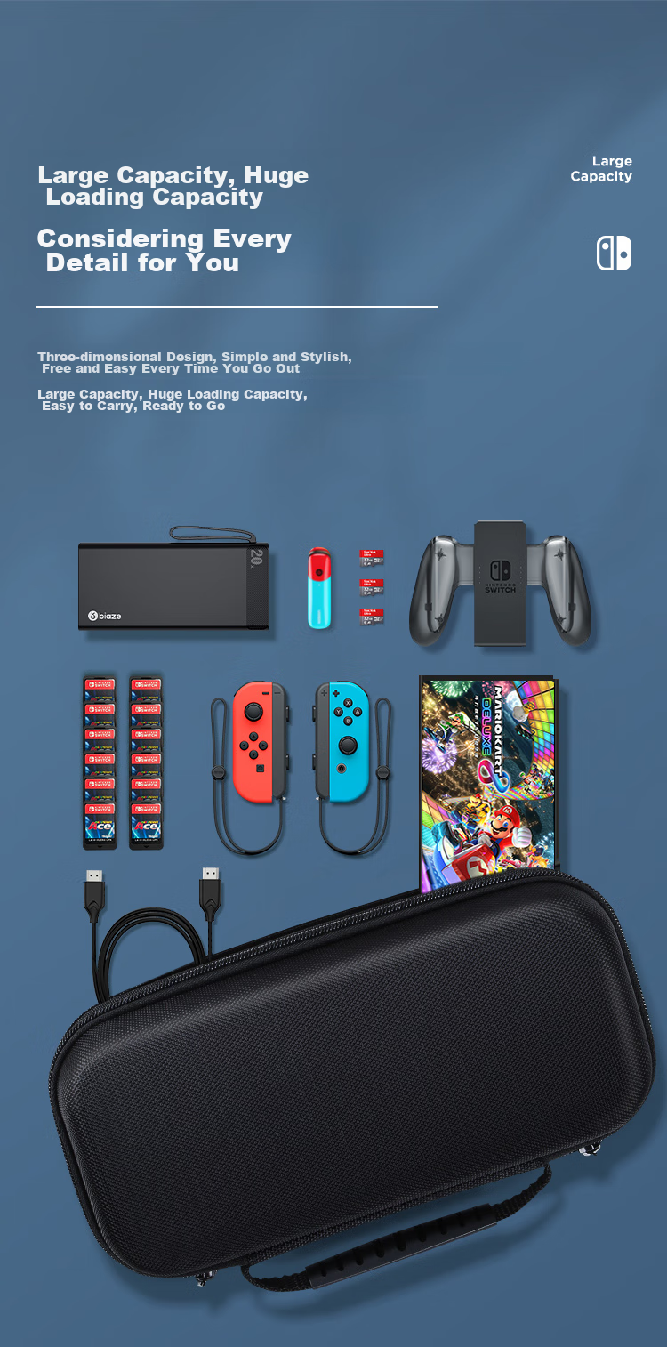 Защитный чехол-сумка BIAZE для Nintendo Switch, большой вместимости, для зарядного устройства, консоли, OLED-модели, жесткий кейс, многофункциональный портативный ящик для хранения Yx27