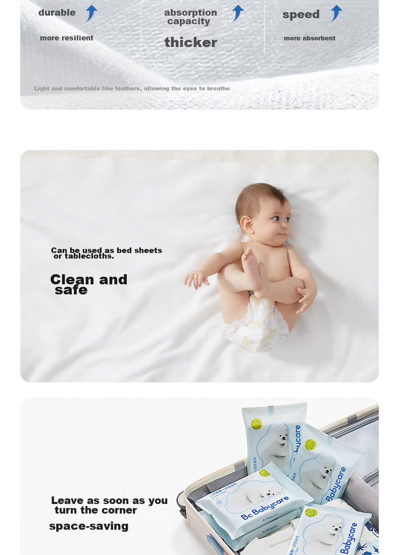 Одноразовые полотенца для купания Babycare, мягкие и впитывающие, для дома и путешествий, портативные, 70см×100см, 2 упаковки