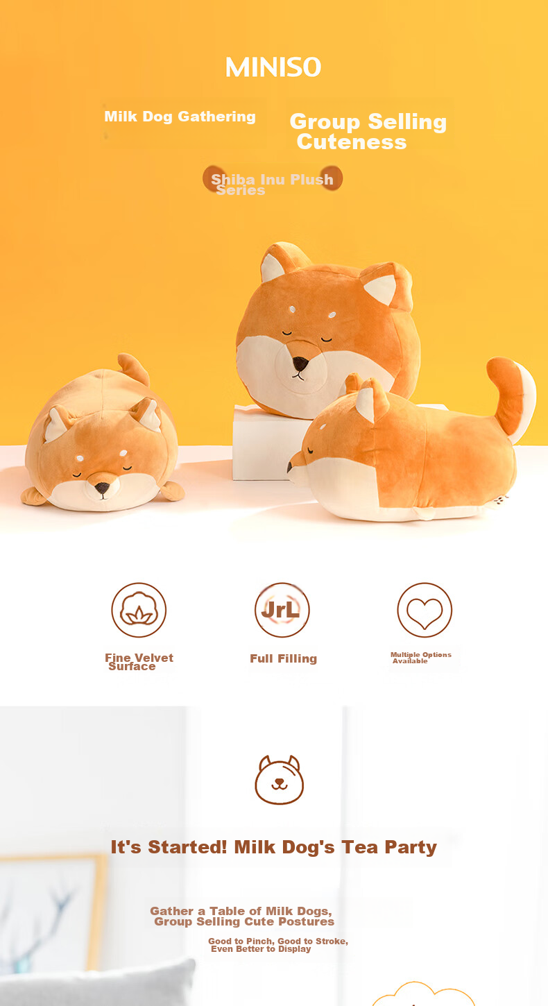 Плед MINISO "Милая собачка" из плюша, лежащая поза, игрушка-подушка для сна, подарок на день рождения