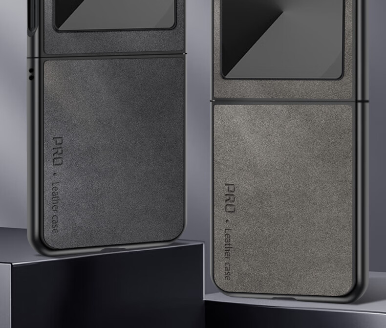 Чехол для Samsung Galaxy Z Flip6, кожаный, складной, противоударный, для мужчин и женщин, графитовый серый