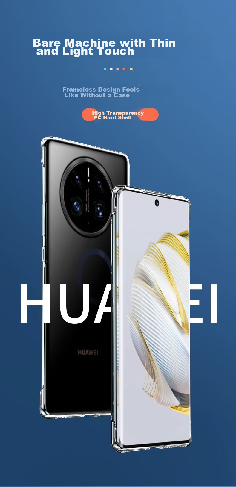 ZHIWEISHI Чехол для Huawei Mate 50 Pro, ультратонкий, прозрачный, без рамки, противоударный, дышащий, премиальный жесткий корпус для мужчин и женщин, защитный чехол для Mate 50 Pro