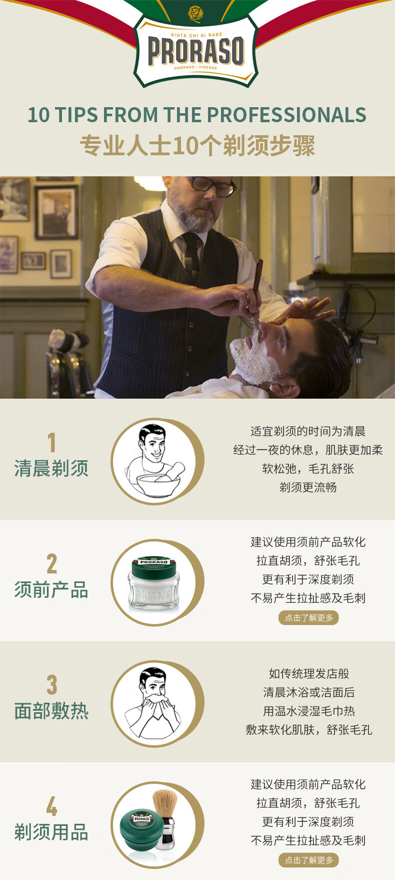 PRORASO意大利男士进口剃须泡沫50ML 清爽祛油桉树薄荷