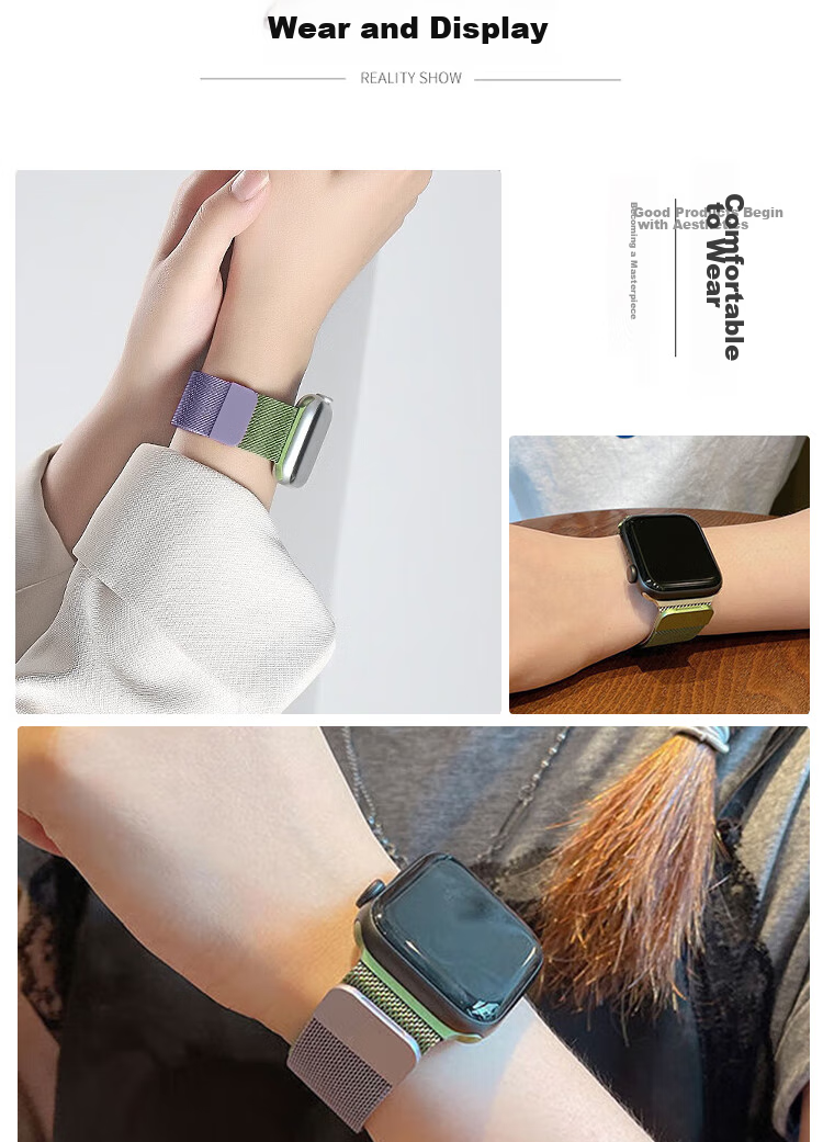 Ремешок ESCASE Milanese для Apple Watch SE 3/8/7/6/5/SE, миланская нержавеющая сталь с магнитным замком, двойной цвет, размер 38/40/41 мм