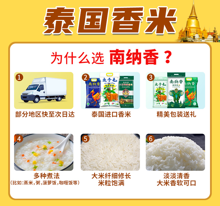 南纳香 泰国香米2.5kg公斤 泰米进口大米 煲仔饭米 五5斤装真空 团购采购 年货送礼似猫牙米形状