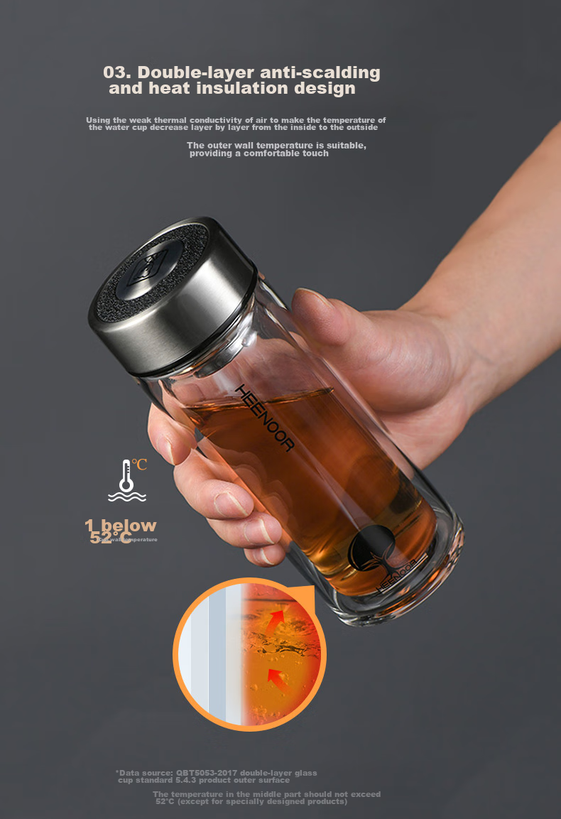 Термокружка HEENOOR XN-6702 345мл с ситечком, двойными стенками, крышкой, для мужчин, для дома и офиса, для автомобиля