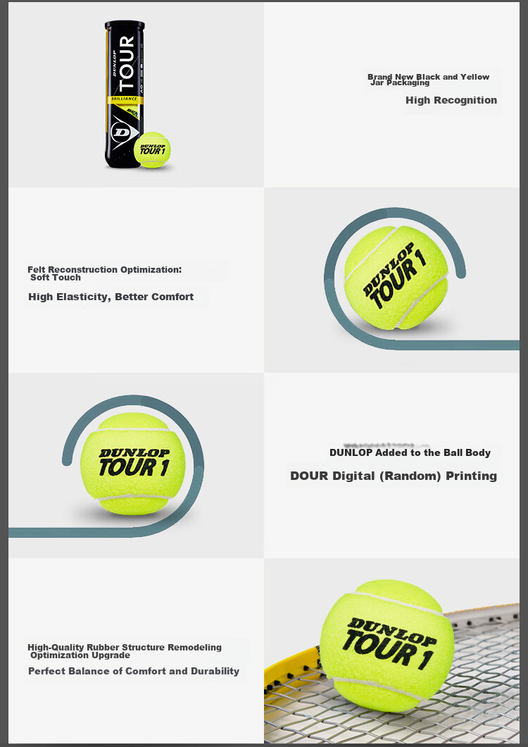 Мячи для тенниса DUNLOP Tour Brilliance, 4 шт.