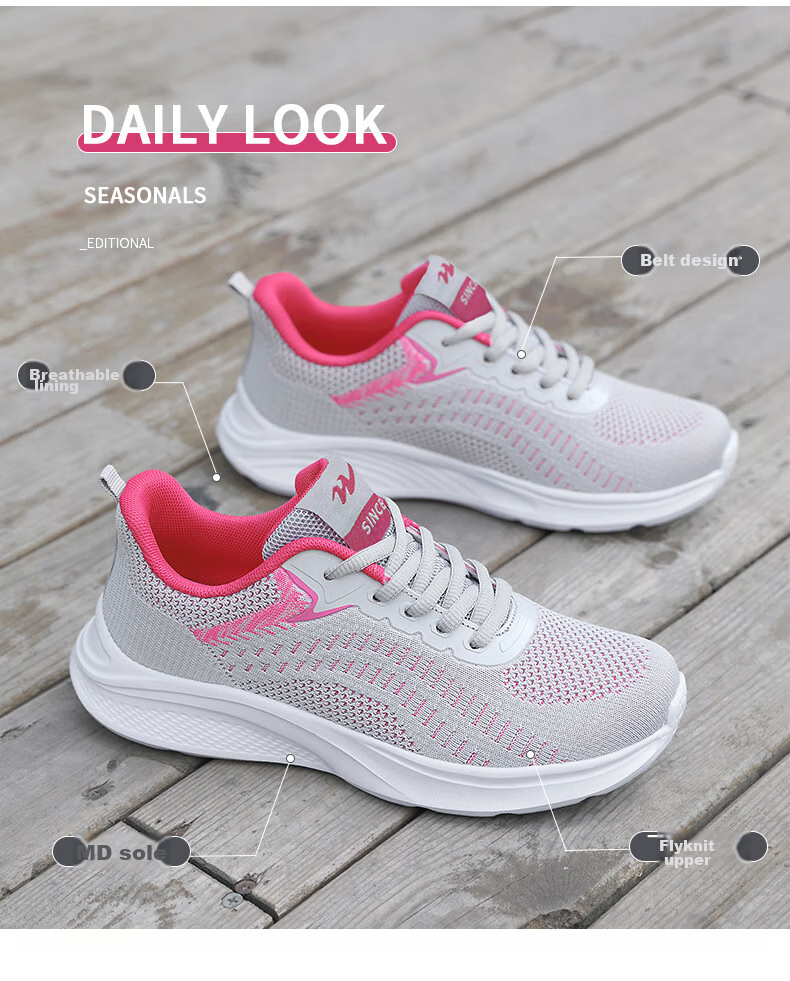 Женские кроссовки Shuangxingbate, весна-осень, сетчатый верх Flyknit, удобные, легкие, дышащие, повседневные, амортизирующие, износостойкие, для бега и путешествий