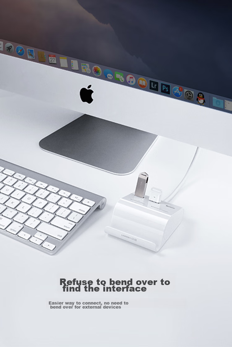 UGREEN USB 3.0 Hub, 3-портовый концентратор, док-станция с кард-ридером SD/TF и портом питания
