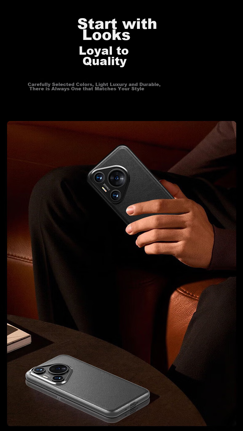 Защитный чехол ESR для Huawei Pura70, черный, кожаный, ультратонкий, противоударный