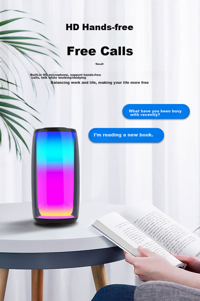 Портативная Bluetooth-колонка Newmine BS02, полноэкранная цветная подсветка, мини-сабвуфер, водонепроницаемая, для улицы и дома