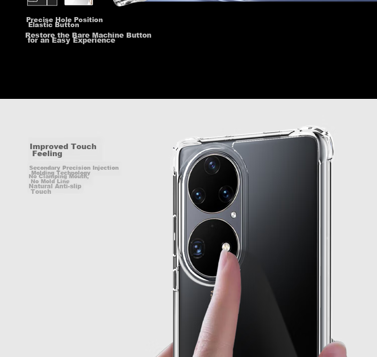 Чехол ESCASE для Huawei P50 Pro, полный охват, защита от падения, противоударный, анти-желтый, немецкий импортный TPU Bayer, высокая прозрачность