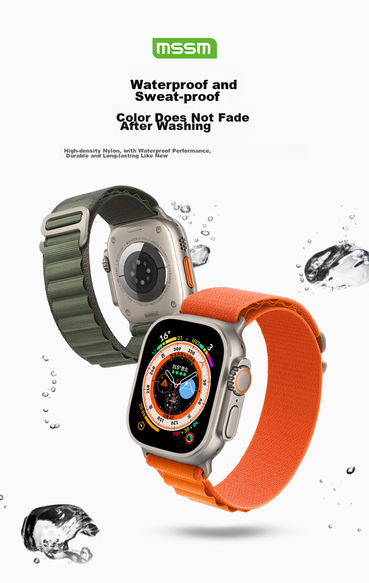 Ремешок MSSM Nylon Alpine Loop для Apple Watch, черный, 38/40/41/42 мм