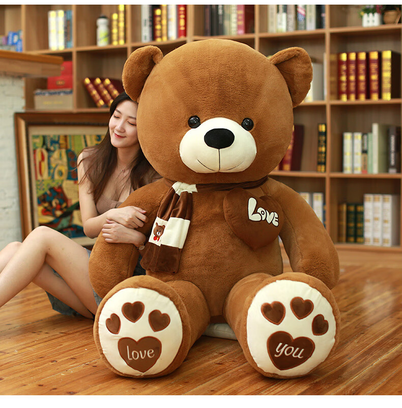 Мягкая игрушка "Медведь с шарфом" Hushixiaobao, 180 см, белый, для девочек, подарок на Новый год, день рождения