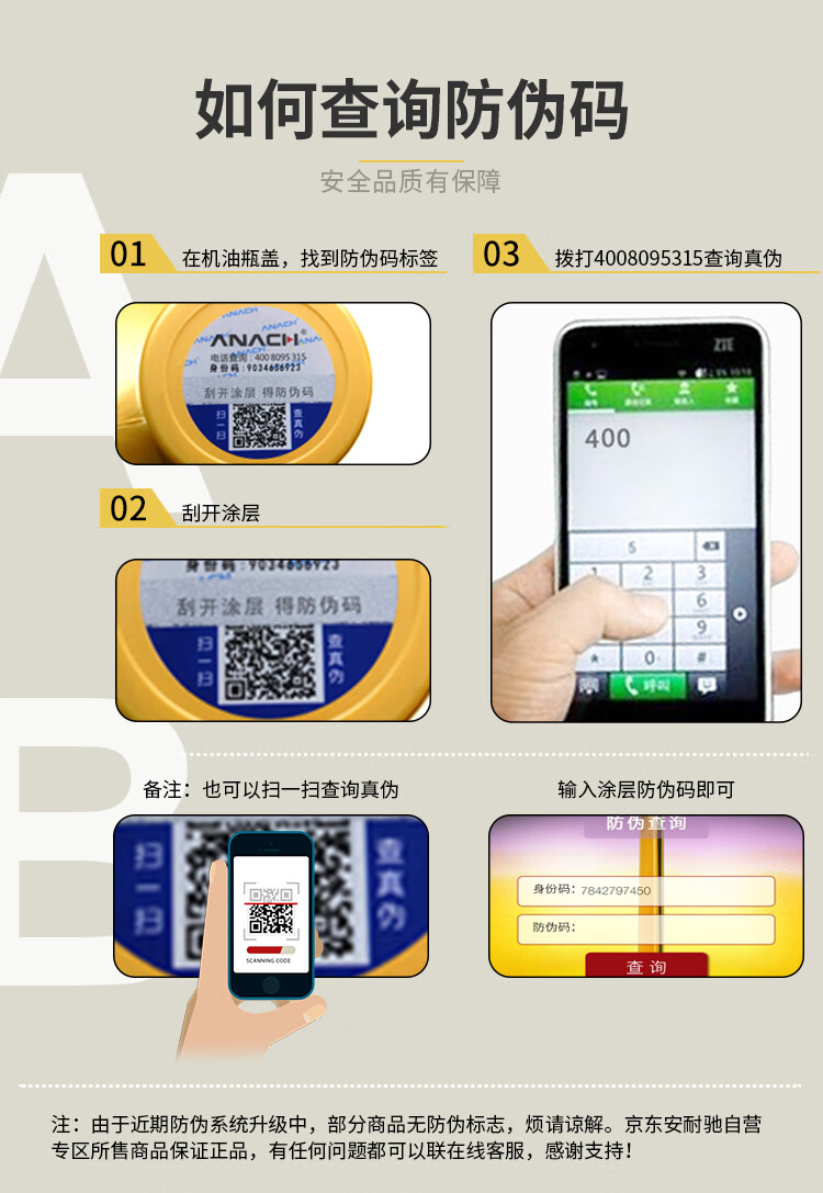 安耐驰 全合成机油润滑油 0W-40 SN级 4L 汽车用品