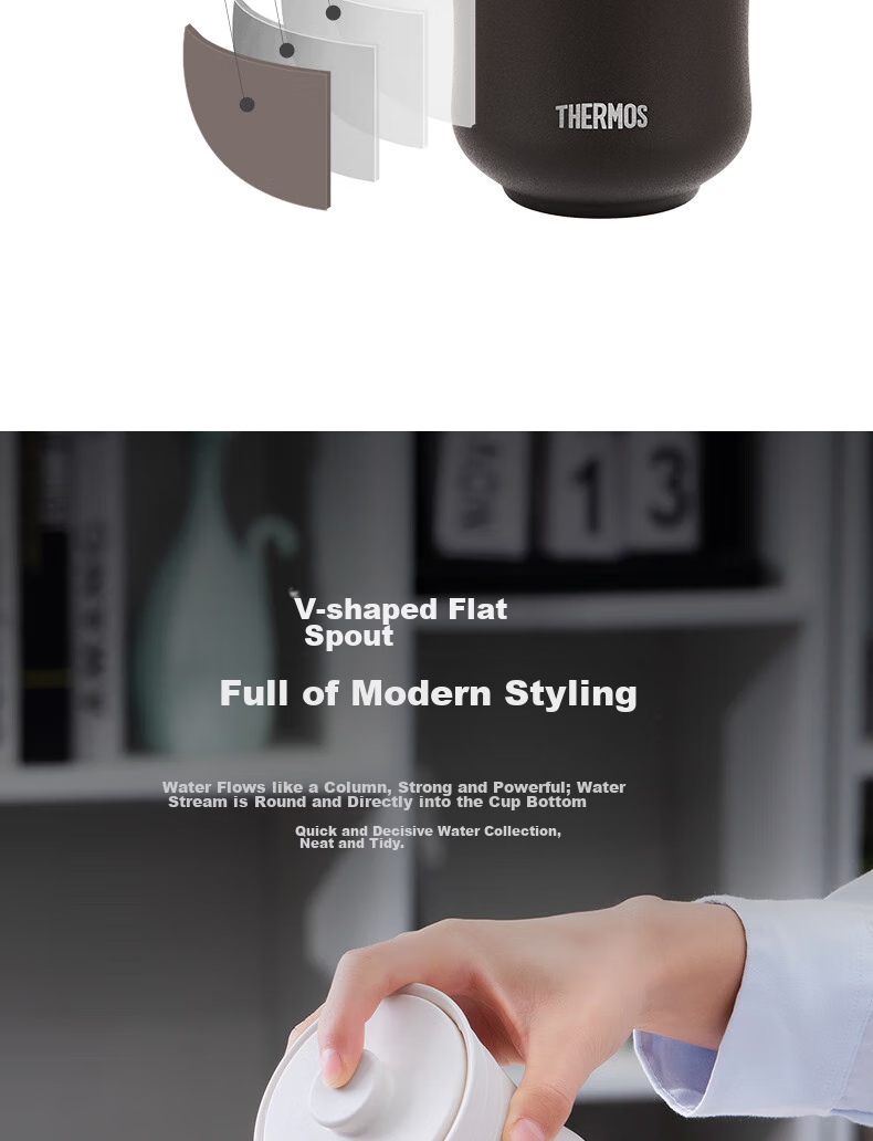 Термос THERMOS Insulated Mug, 260мл, для мужчин и женщин, набор чайных подарков для путешествий, подарок на день рождения, новогодний подарок, TCMU-200, туманно-коричневый