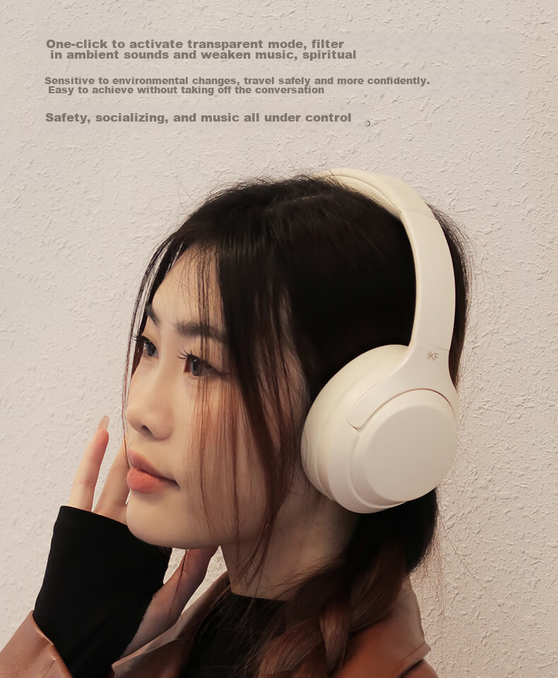Беспроводные накладные наушники iKF T1 Pro с пространственным звуком, Hi-Fi аудио, Bluetooth 5.4, шумоподавление, белый