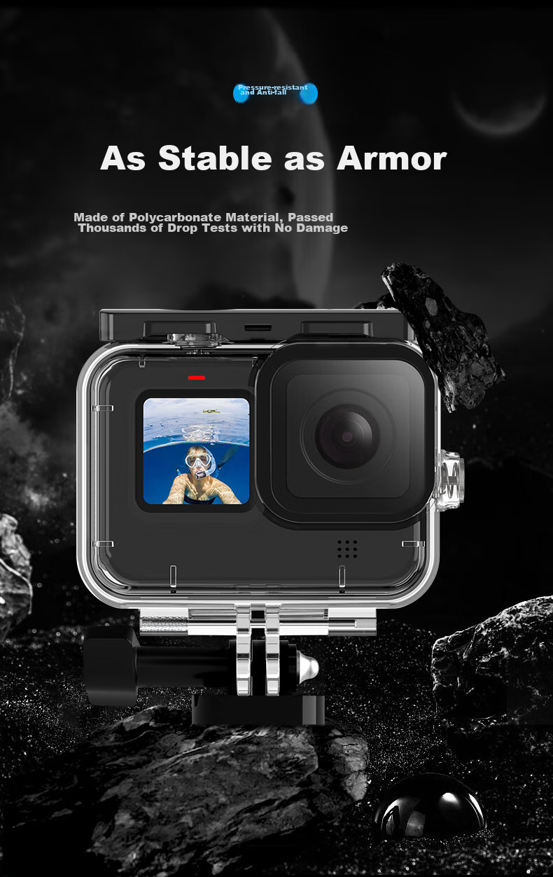 Водонепроницаемый кейс TELESIN для GoPro HERO 13/12/11/10/9, глубина погружения до 45 м, с набором из трех цветных фильтров