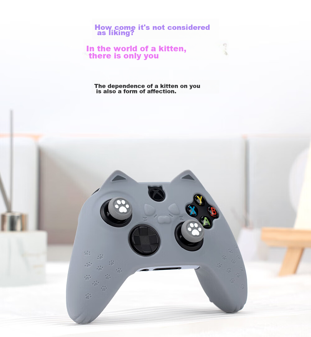 Чехол для геймпада Jixiang Xbox, зеленый, силиконовый, с колпачками для джойстика в виде кошачьей лапы