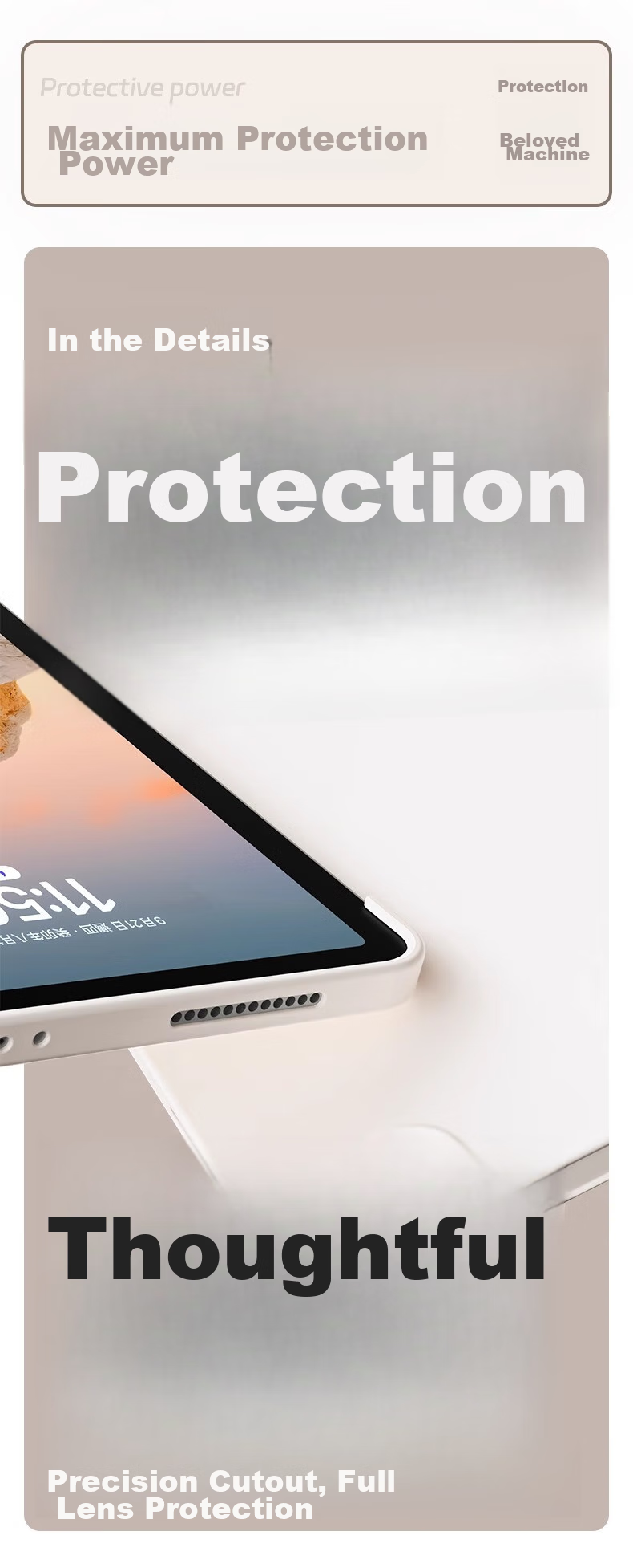 Чехол-книжка Zhiting для iPad 9/8/7, 10.2 дюйма, с функцией Smart Sleep/Wake, полноэкранный, противоударный, тонкий, с тройной подставкой, цвет "Свежий Кремовый Белый"