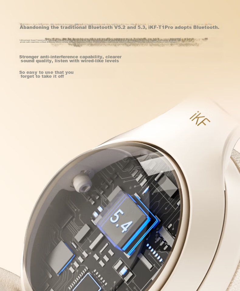 Беспроводные накладные наушники iKF T1 Pro с пространственным звуком, Hi-Fi аудио, Bluetooth 5.4, шумоподавление, белый