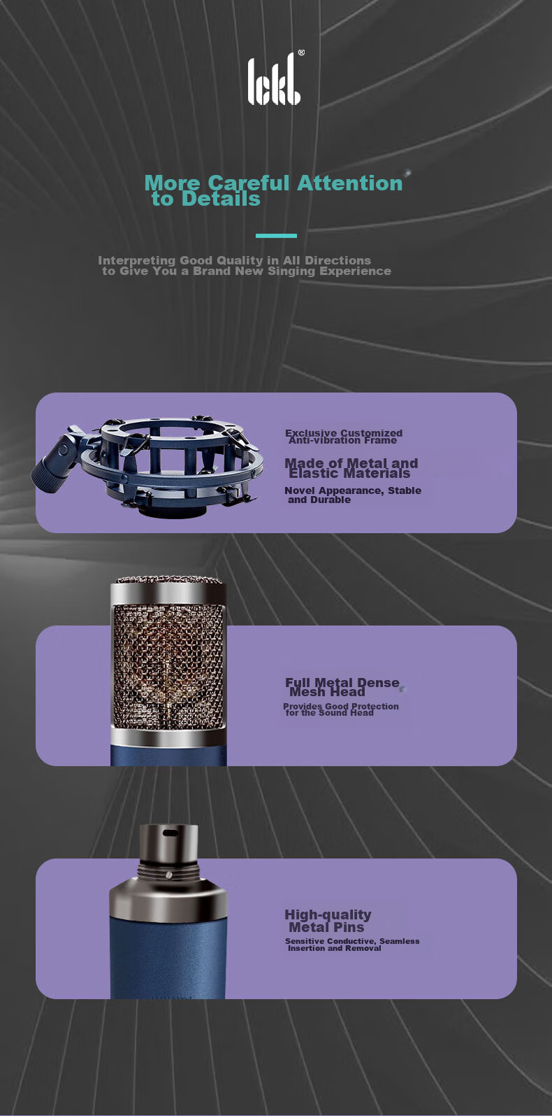Микрофон Ickb Mini Condenser Sound Card Kit для прямой трансляции, записи, пения