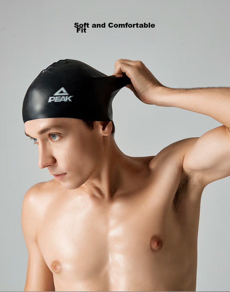 Плавательная шапочка PEAK Silicone, водонепроницаемая, с защитой ушей, удобная, увеличенная, для длинных волос, для мужчин и женщин, взрослых, для профессиональных тренировок, серебристая