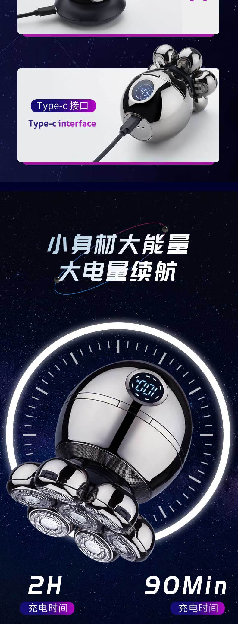 约克光头机器剃光头专用男士男神自刮光头老人自己理发电动剃须刀YK-3767单机+备用刀头