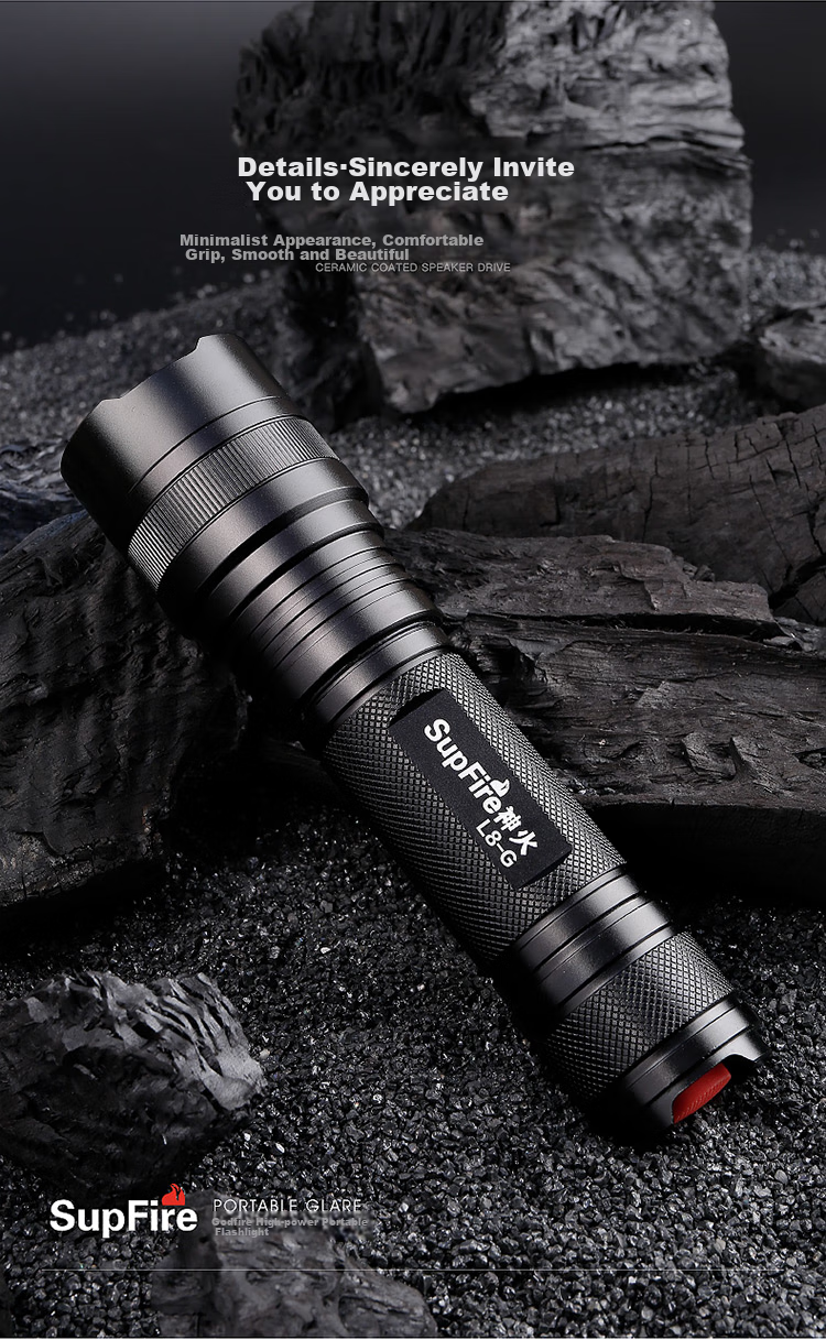 Мощный фонарь SupFire L8-G P90 с регулируемым фокусом, USB-зарядка, дальность до 300 м, водонепроницаемый, алюминиевый сплав