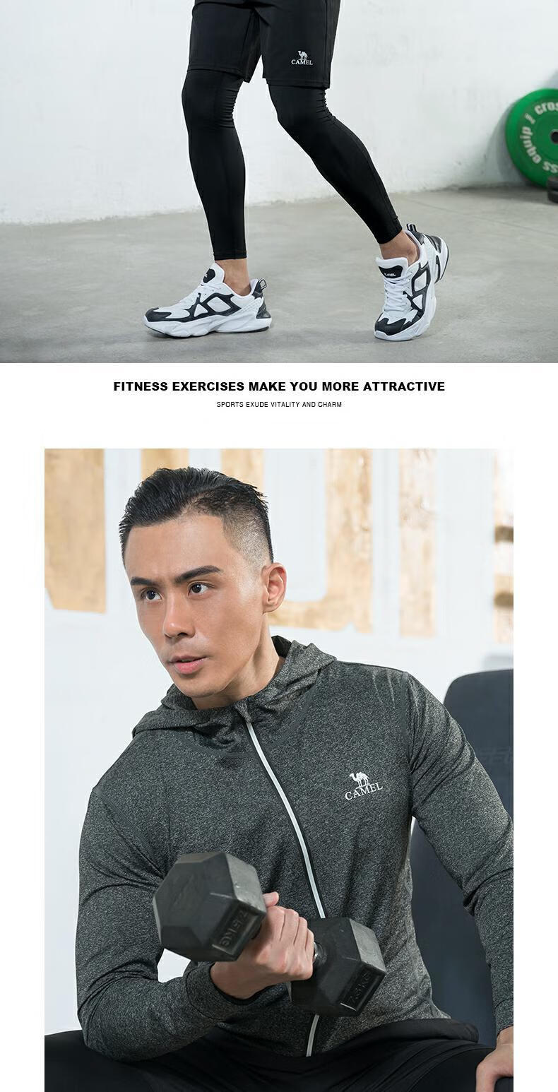 CAMEL Fitness Пятикомпонентный спортивный костюм для мужчин, быстросохнущий, для бега и тренировок, черный, размер XL