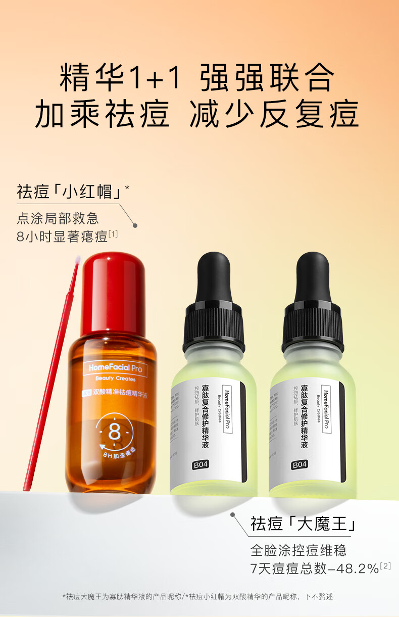 HomeFacialPro寡肽复合修护精华液15ml三支装 hfp祛痘精华护肤品(含附件共3件)