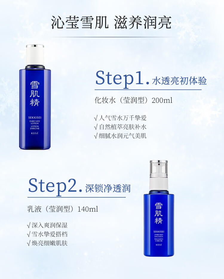 雪肌精莹润型水乳礼盒（化妆水200ml+乳液140ml）补水保湿送人礼物