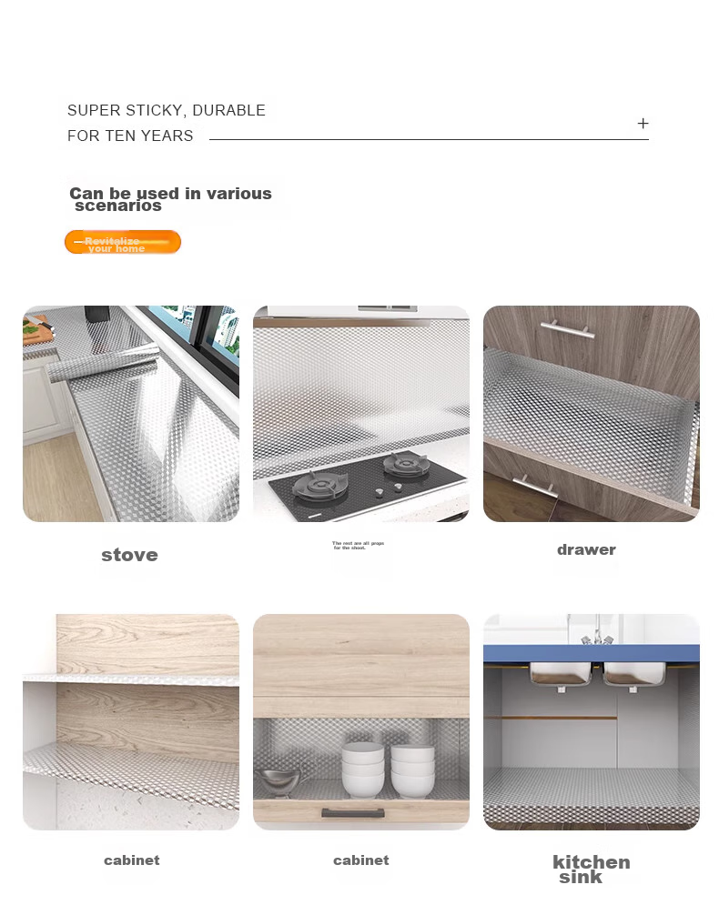 Моющаяся кухонная наклейка Modouyu "Квадрат" 0.6x10 м, водостойкая, маслостойкая, термостойкая, самоклеящаяся пленка для защиты столешницы и стен