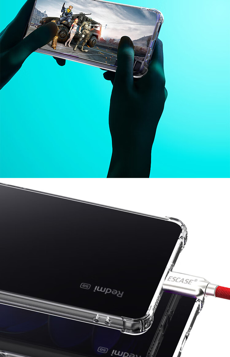 ESCASE Чехол-накладка противоударный для Xiaomi Redmi Note 12 Pro, Прозрачный Белый