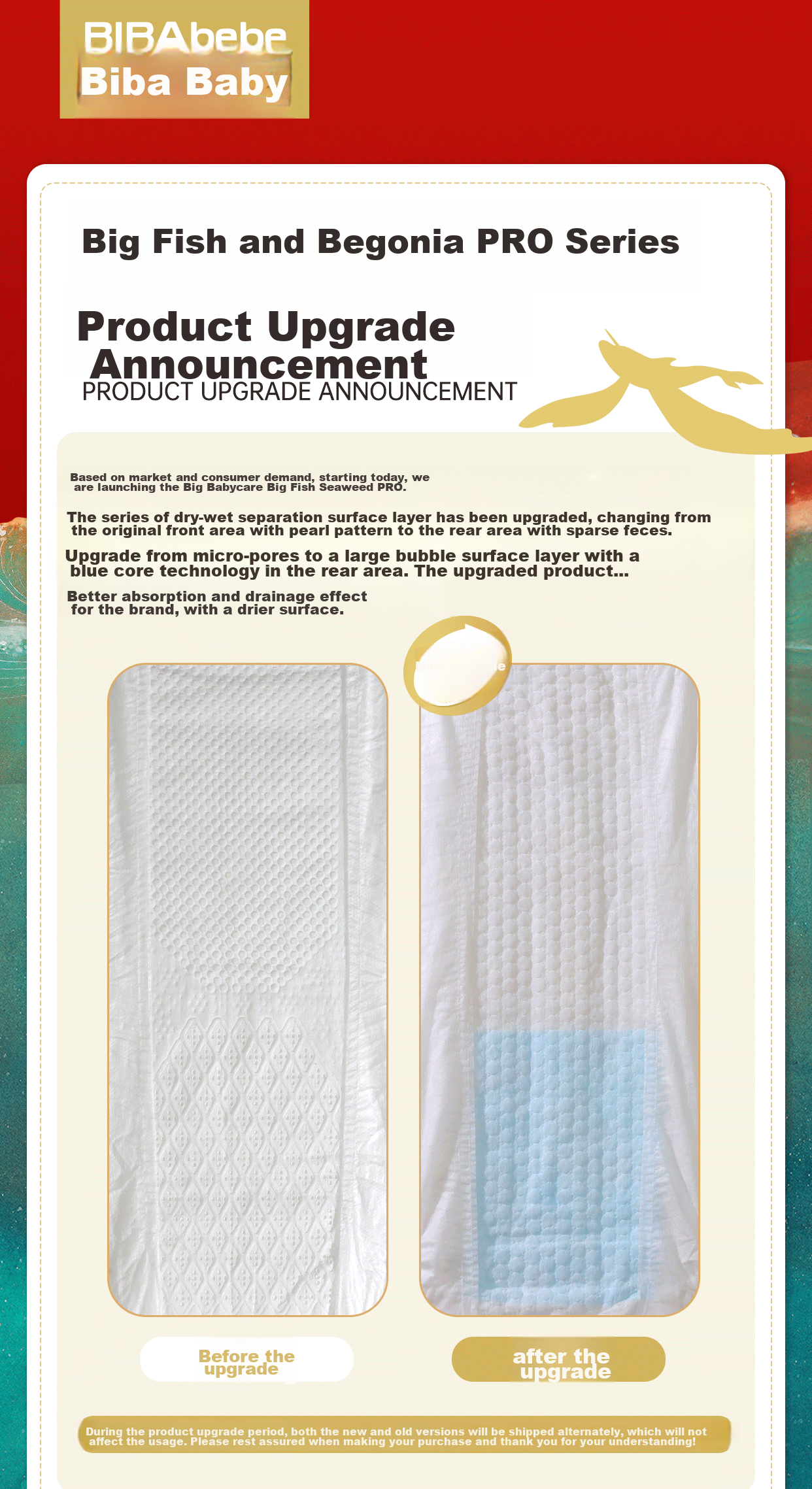Подгузники BIBa Baby "Большая рыба" Haitang Pro, размер L, 42 шт. (9-14 кг), ультратонкие, дышащие, для осени и зимы
