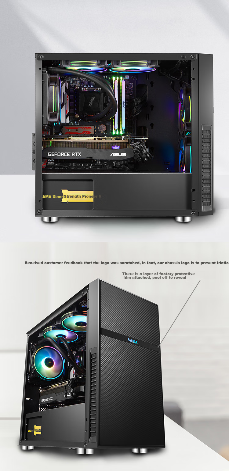 Компьютерный корпус SAMA Pingtouge M1 Gaming Edition, черный, поддержка M-ATX, Mini-ITX