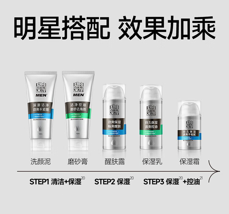百雀羚（PECHOIN）男士 控油水润保湿乳100g